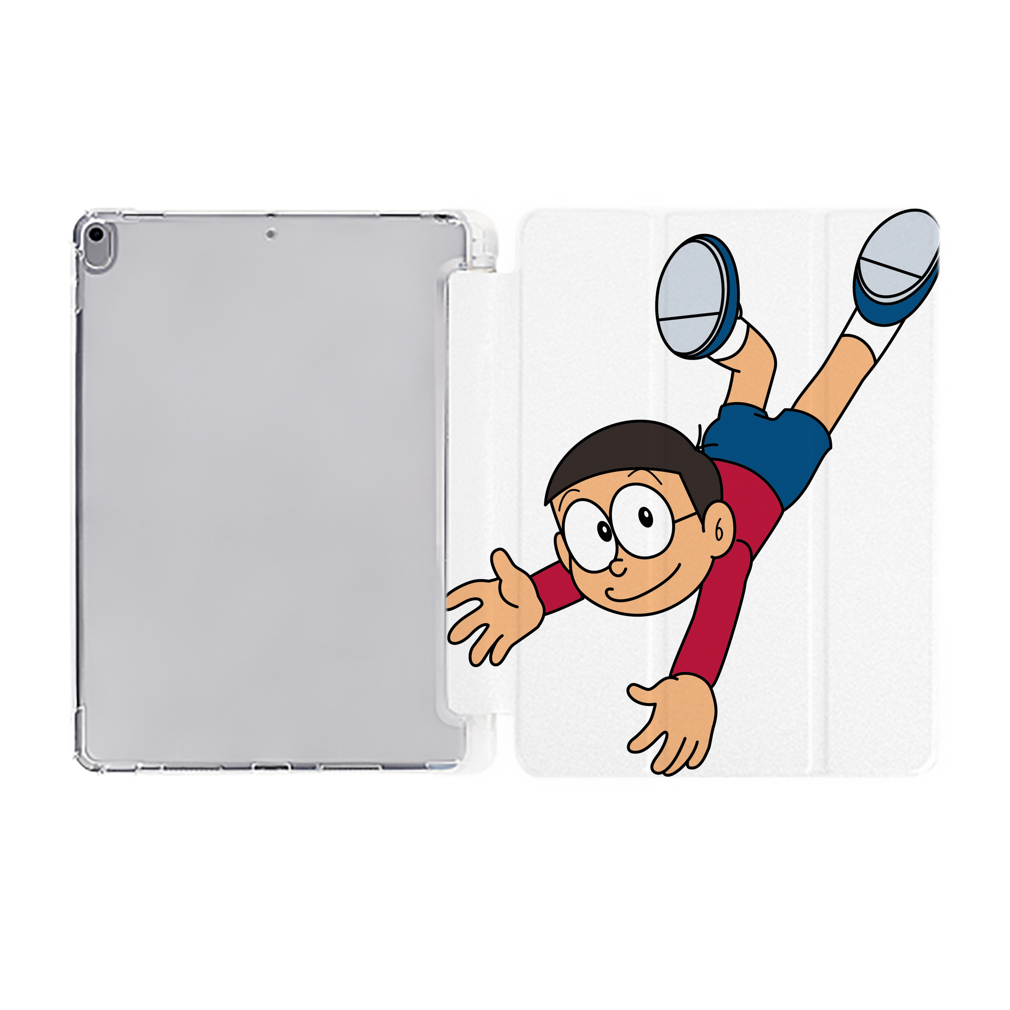 （画像用） ドラえもん 野比 のび太 Doraemon Nobita Nobi IPad ケース ペン収納付き 三つ折りスタンド PUレザー×シリコン 対応機種9.5/10.5/10.9インチ